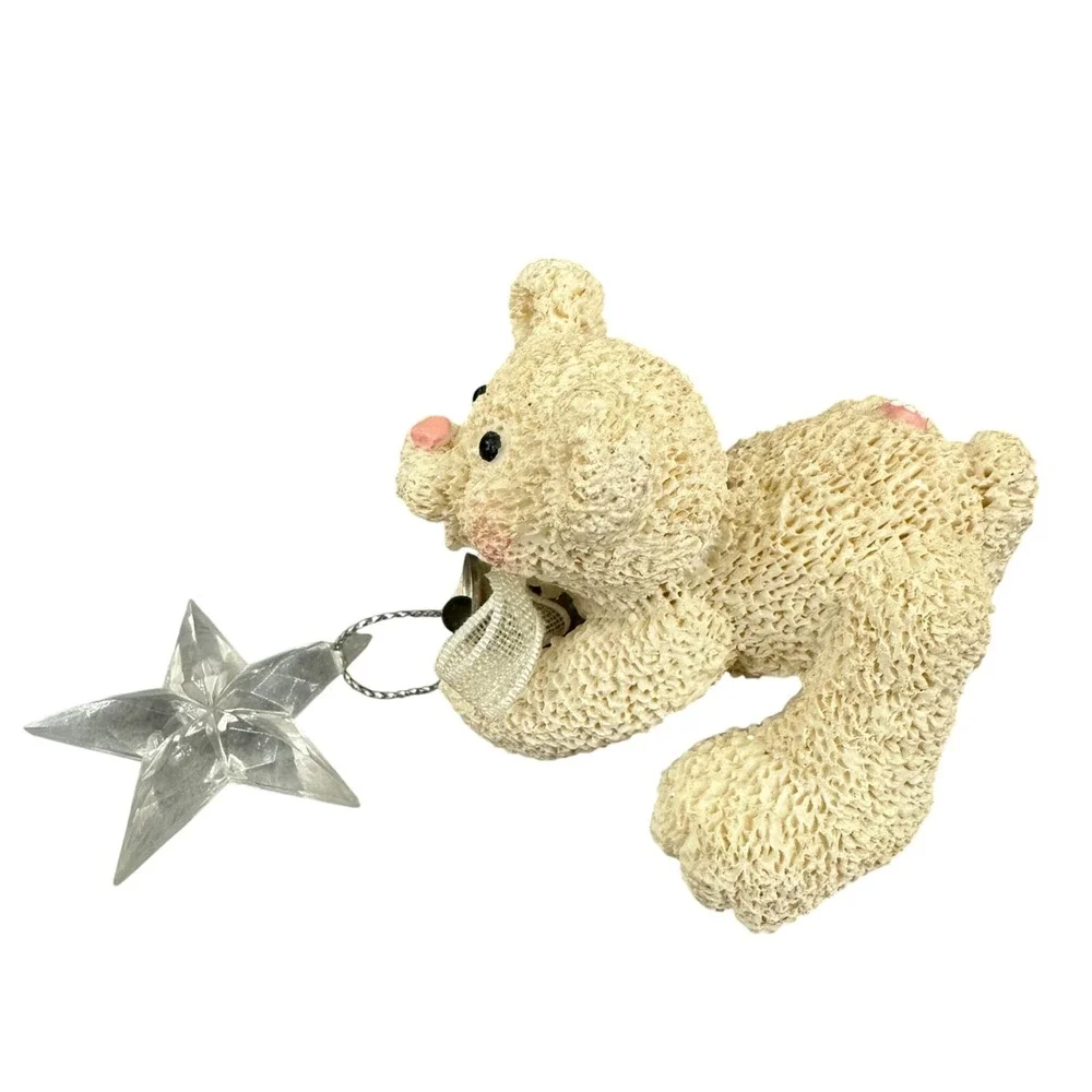 Vintage Kurt Adler Teddy Bear Figure Ornament with Bell and Star Charm Whimsical